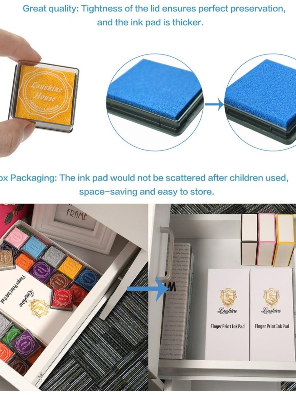 Craft Ink Pad Stamps Partner DIY Color,20 Colors Rainbow Finger Ink pad for Kids - Picture 3 of 6